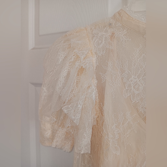 Free People Secret Admirer Mock Neck  Cream Lace Top. Size S. - Picture 8 of 15